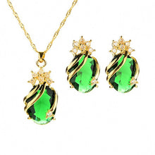 Drop Pendent Necklace Woman Gold Plated Crystal Necklaces 1 Necklace 2 Earrings 5 Color EF8