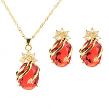 Drop Pendent Necklace Woman Gold Plated Crystal Necklaces 1 Necklace 2 Earrings 5 Color EF8