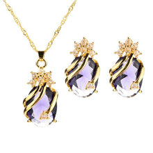 Drop Pendent Necklace Woman Gold Plated Crystal Necklaces 1 Necklace 2 Earrings 5 Color EF8
