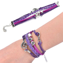 Love Heart Infinity Leather Bracelets   Bangles Weave Braided Multicolor Women bracelet EF8