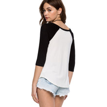 Europe Trendy Hamburg printed color shirt three quarter sleeved Women T-shirt EF8