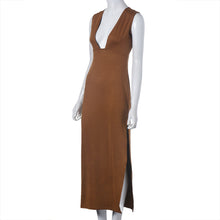Fashion Women Sexy Lace Bandage High Waist Sleeveless Stripe Party V Neck Open Fork Dress Plus Size S M L XL EF8