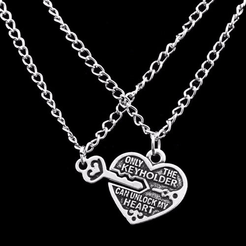 2pc Key Unlock My Heart Lock Best Friend Necklace For Women Lover Fine Jewelry EF8