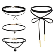 4pcs jewelry black leather bow Tassel choker DIY necklace gift for women girl EF8
