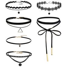6 pcs vintage Retro Black Velvet Lace Triangle Choker Necklace Women Gothic Chocker Collares EF8