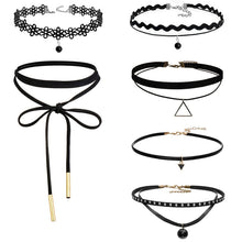 6 pcs vintage Retro Black Velvet Lace Triangle Choker Necklace Women Gothic Chocker Collares EF8
