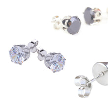 8Pair Stainless Steel Mens Womens Stud Earrings Black Round Cubic Zirconia Inlaid EF8