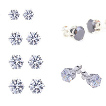 8Pair Stainless Steel Mens Womens Stud Earrings Black Round Cubic Zirconia Inlaid EF8