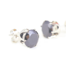 8Pair Stainless Steel Mens Womens Stud Earrings Black Round Cubic Zirconia Inlaid EF8