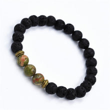 Fashion Agate Bracelet Lion Elastic Beaded Lava Bracelet Tibet Charm Bracelets for Men Women Unisex EF8