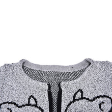 Cartoon Cat   Fish Bones Printing Cardigan Women Long Sleeve Knitted Sweater Cardigans EF8