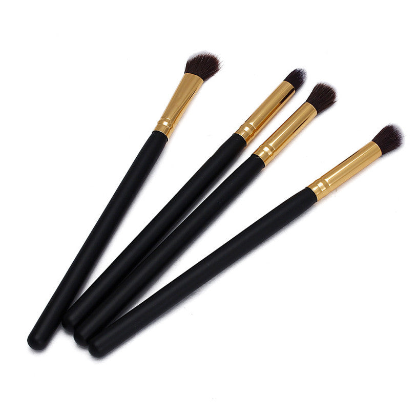 Fashion Black Colour 4pc Makeup Cosmetic Brushes Tool Eyeshadow Powder Foundation Blending Brush Set EF8