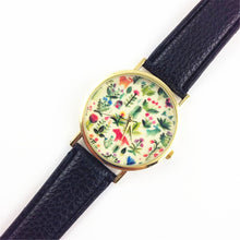 Fashion Design Women's Analog Quartz Wrist Watch Leather Animal Floral Printed Ladies Dress Watches EF8