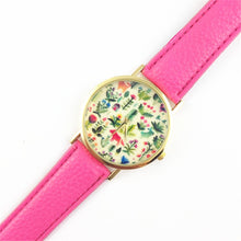 Fashion Design Women's Analog Quartz Wrist Watch Leather Animal Floral Printed Ladies Dress Watches EF8