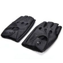 Half Finger Driving Women Gloves PU Leather Fingerless Gloves For Women Black  EF8