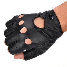 Half Finger Driving Women Gloves PU Leather Fingerless Gloves For Women Black  EF8