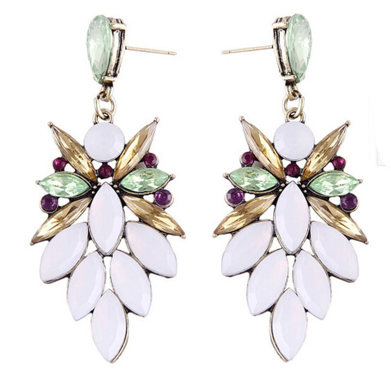 Jewelry European Style Exaggerated Four-color Rhinestone Large Earrings For Women  EF8