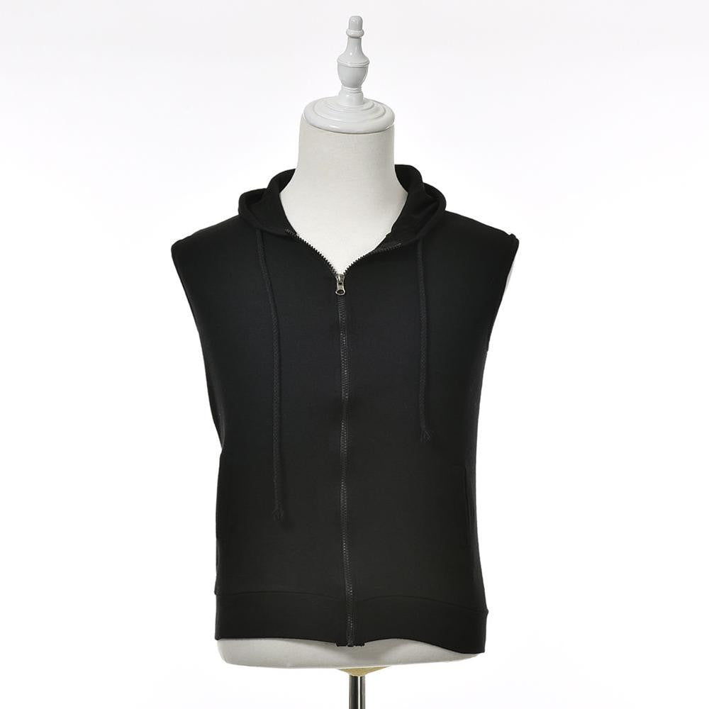 Men Casual Slim Fit Basic Hooded Jacket Sleeveless Vest Waistcoat Zipper Hoodies Sweatshirt EF8