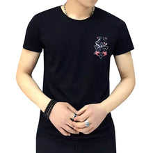 Fashion Men Casual luxury clothes arder comfort T-shirts Short Sleeve Tax stamp round collar Tops Blouse homme Black White EF8