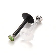 Punk Bar Acrylic Crystal Stud Monroe Bar Labret Lip Ring anel Stud Piercing Body Jewelry 10PCS Bag  EF8