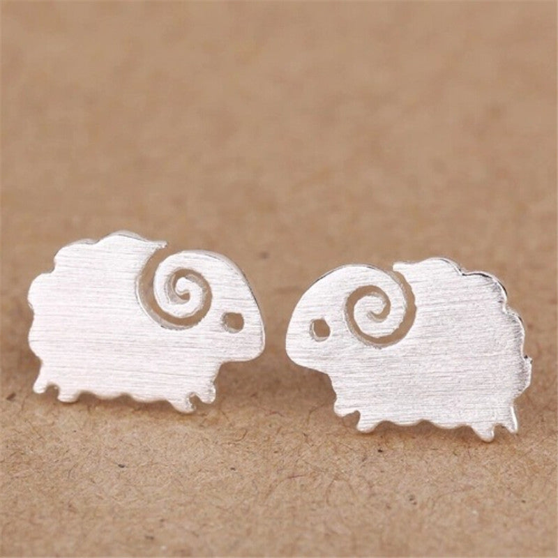 Silver Sheep Earrings For Women Ears Stud Fine Jewelry  EF8