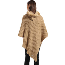 Women Poncho Knit Cloak Coat Batwing Cape Ladies Hooded Sweater Outwear Knitwear Top EF8