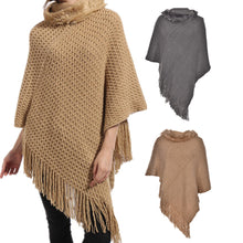 Women Poncho Knit Cloak Coat Batwing Cape Ladies Hooded Sweater Outwear Knitwear Top EF8