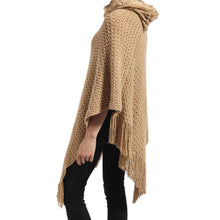 Women Poncho Knit Cloak Coat Batwing Cape Ladies Hooded Sweater Outwear Knitwear Top EF8