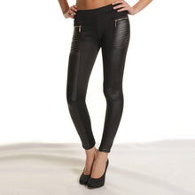 Women Sexy PU Leather Boots Pants Skinny Patchwork Zipper Leggings Black EF8