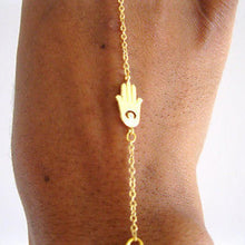 Elegant Womens Luck H  Of Fatima Hamsa Slave Golden Bracelet Finger EF8