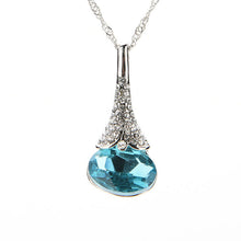 Geometric Teardrop Crystal Imitated Natural Stone Quartz Pendant Necklace for Women 42 cm 5 Color EF8