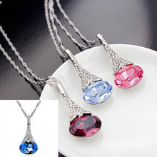 Geometric Teardrop Crystal Imitated Natural Stone Quartz Pendant Necklace for Women 42 cm 5 Color EF8