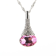 Geometric Teardrop Crystal Imitated Natural Stone Quartz Pendant Necklace for Women 42 cm 5 Color EF8