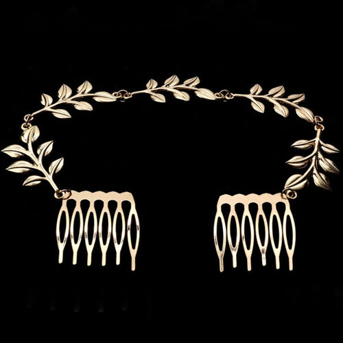 Hair Accessories Gold Leaf Chain With Comb Head Headb s For Women Girl Lady EF8