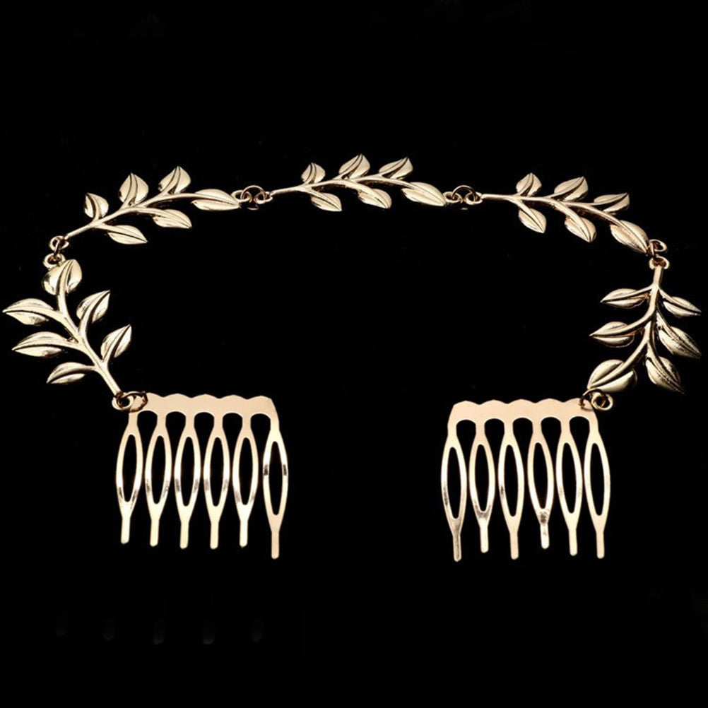 Hair Accessories Gold Leaf Chain With Comb Head Headb s For Women Girl Lady EF8