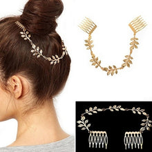 Hair Accessories Gold Leaf Chain With Comb Head Headb s For Women Girl Lady EF8