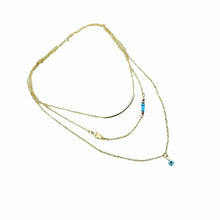 Long Pendant Necklaces Gold Plated Fatima H   Evil Eye 3 Layer Chain Necklace multilayer Necklaces EF8