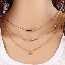 Long Pendant Necklaces Gold Plated Fatima H   Evil Eye 3 Layer Chain Necklace multilayer Necklaces EF8