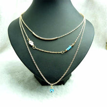 Long Pendant Necklaces Gold Plated Fatima H   Evil Eye 3 Layer Chain Necklace multilayer Necklaces EF8