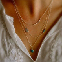Long Pendant Necklaces Gold Plated Fatima H   Evil Eye 3 Layer Chain Necklace multilayer Necklaces EF8