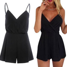 Regular Womens Jumpsuit for Black Short Playsuit Casual V-Neck Sexy Rompers EF8