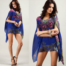 Blusas Print Pattern Chiffon Women Blouse Bat Sleeve Shirt Tops 5 Colors blusa feminina kimono EF8