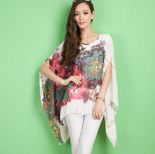 Blusas Print Pattern Chiffon Women Blouse Bat Sleeve Shirt Tops 5 Colors blusa feminina kimono EF8