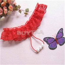 Women's Open Crotch Lace Thong with Pearls G String Sexy Beading Panties Massaging Underwear Erotic Lingerie Sex Toy EF8