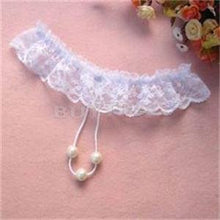 Women's Open Crotch Lace Thong with Pearls G String Sexy Beading Panties Massaging Underwear Erotic Lingerie Sex Toy EF8