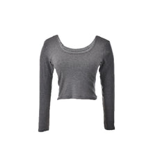 Ladies long Sleeve t shirt women tops Fall Sexy Crop Top Basic Stretch T-shirts Bare-midriff Black Grey White EF8