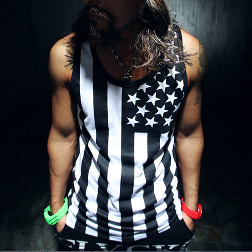 Men Hiphop Tank Tops American Flag Printed Vest Mens Undershirt For Men Bodybuilding Sleeveless Tank Top EF8