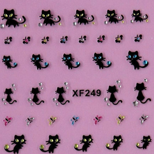 Nail Art Stickers Decals Nail Decoration Diamond Cat Butterf Lucky EF8