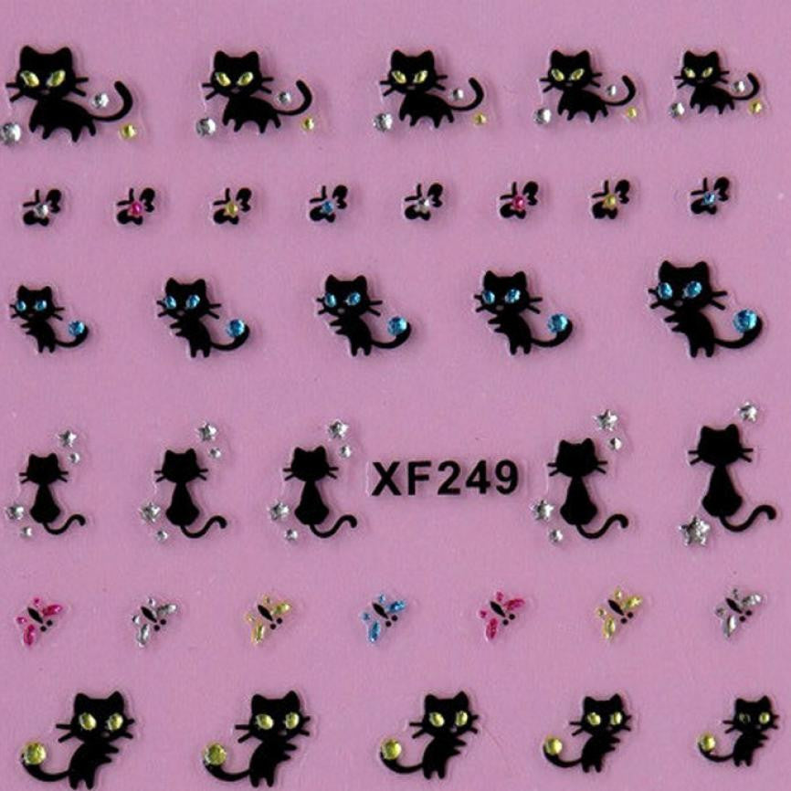 Nail Art Stickers Decals Nail Decoration Diamond Cat Butterf Lucky EF8