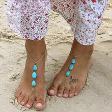 Nice Turquoise Beads Silver Chain Anklet Ankle Bracelet Foot Jewelry  EF8